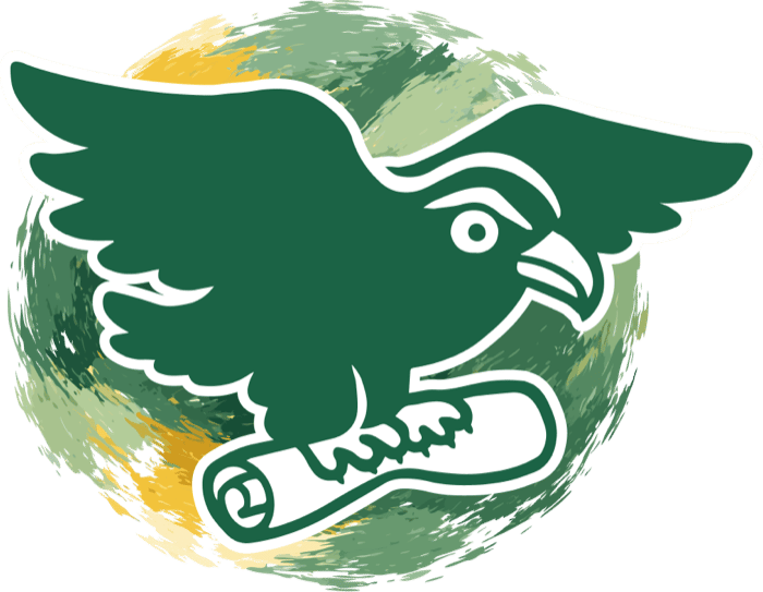 The Pinpoint Press eagle holding a scroll